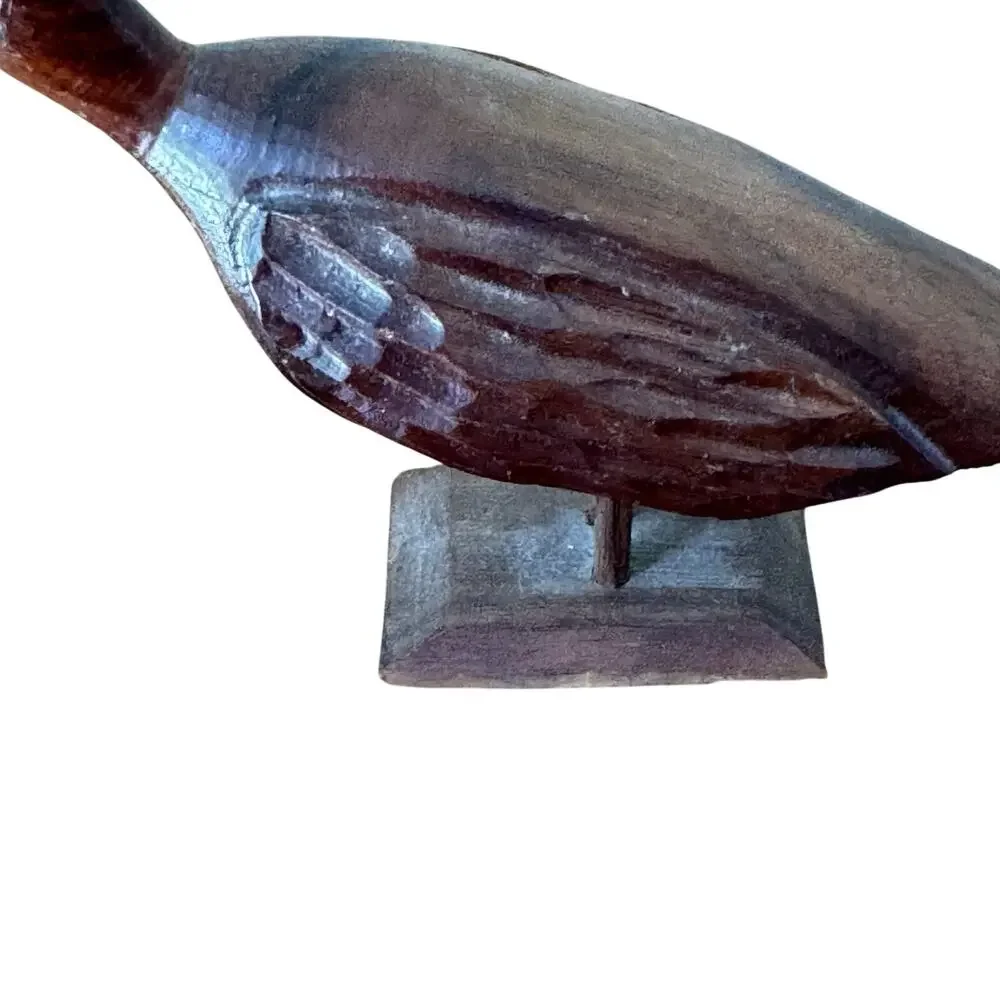 Vintage MCM Mid Century Hand Carved Wood Bird Folk Art Sculpture